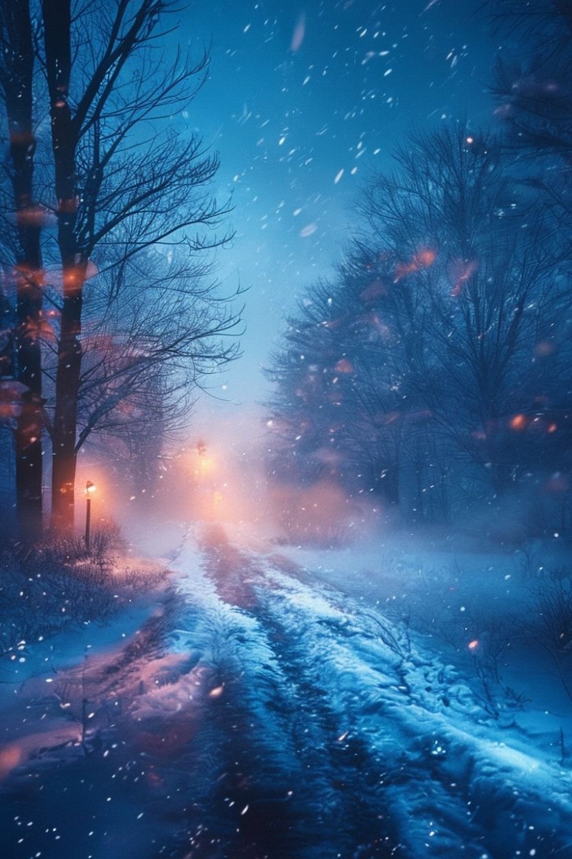 外面是冬天，深蓝色的雾，气氛就像电影里一样