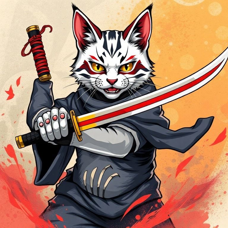 cat with katana