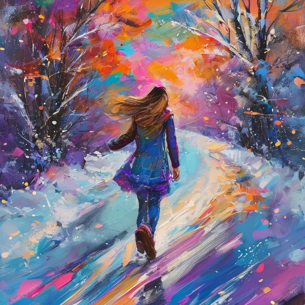 winter girl back roads