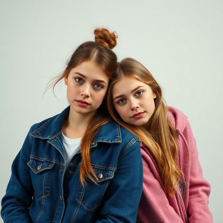 2 девушки 16 лет с ростом 100 галактик имеют худые талии и одна девушка стоит под второй так ,что ее гигантская декольте лежит на голове первой девушки и оно сексуальные корейки