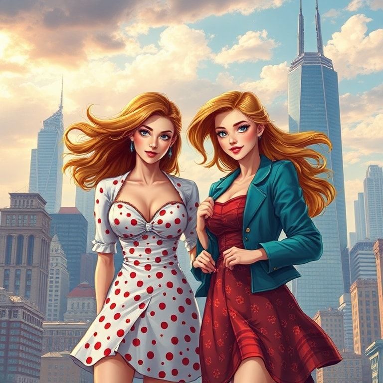 2 девушки  , одна из них с ростом 3 метра с худой талией и гигантской грудью , вторая девушка с ростом 1000 метров имеет худую талию и очень гигантскую грудь которая больше ,чем 2 города