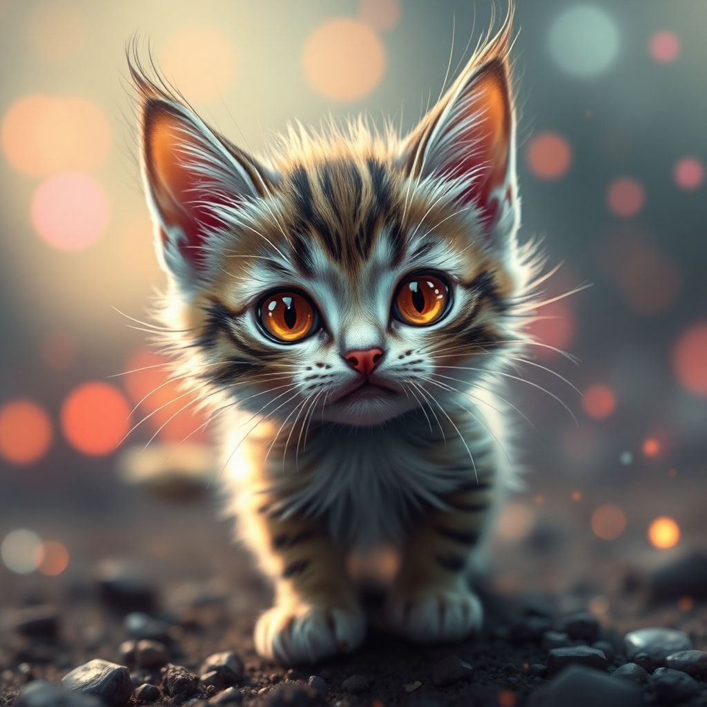 Tiny kitty, fantasy style, filmic score like