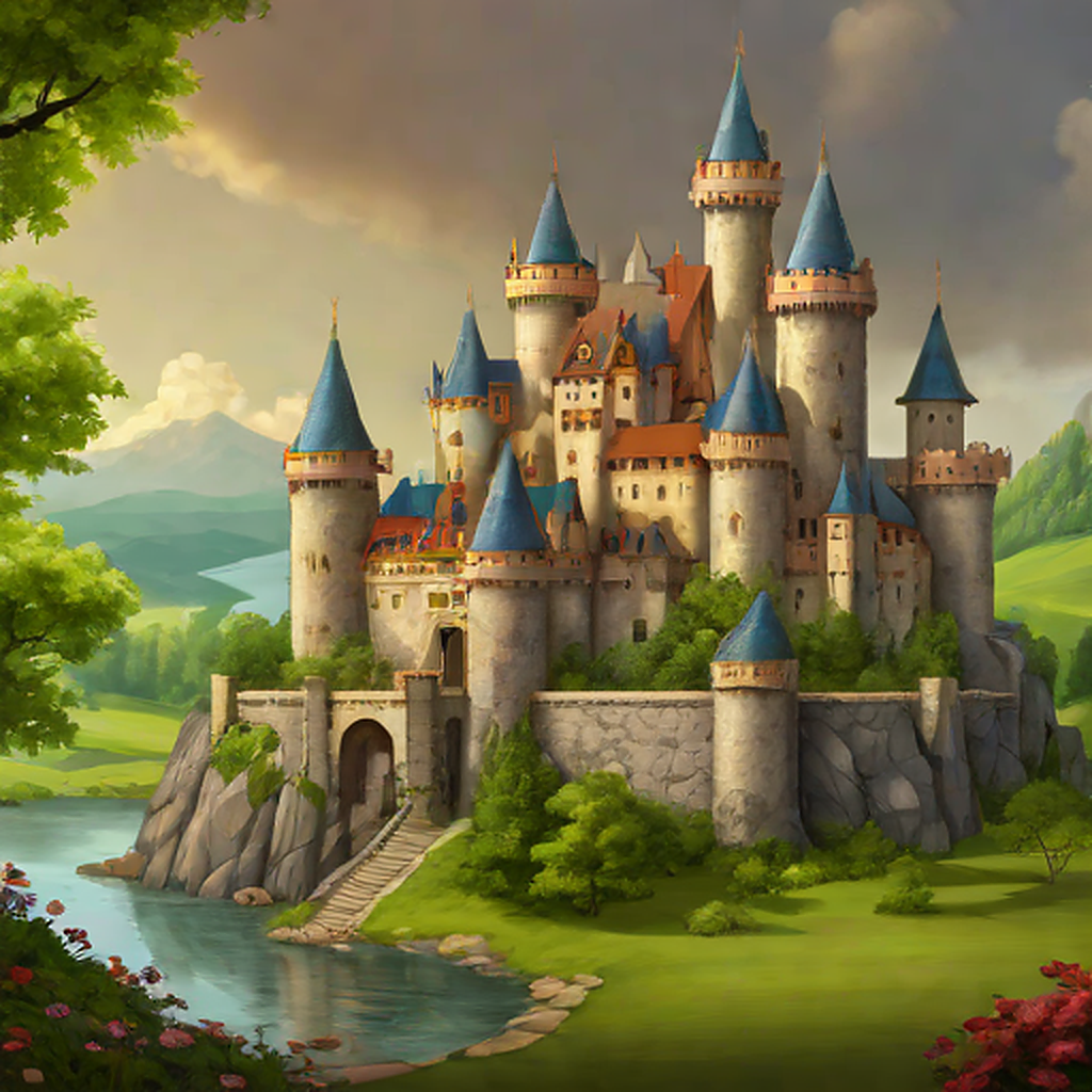 Fantasy medieval castle with magic
