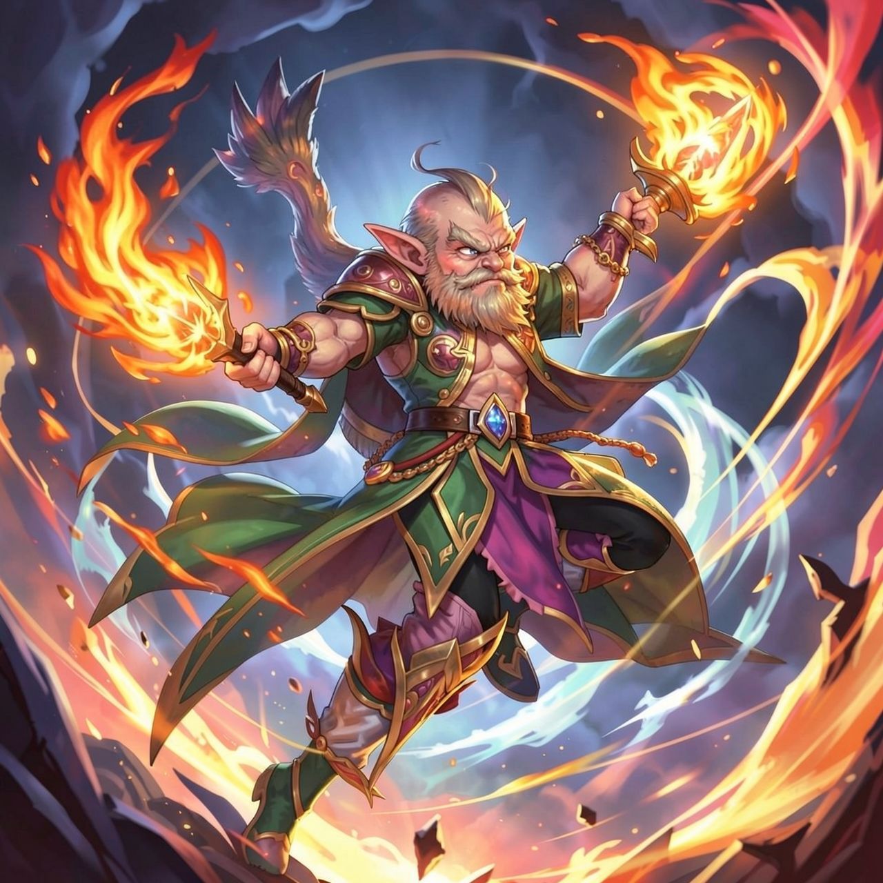 dwarf and flame sword