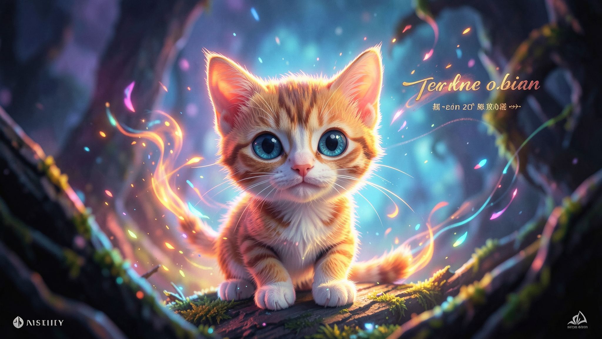 Tiny kitty, fantasy style, filmic score like