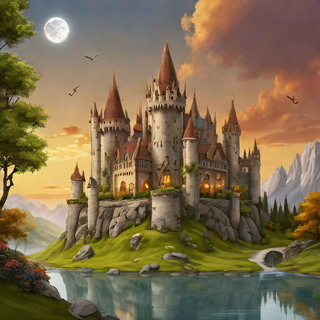 Fantasy medieval castle with magic