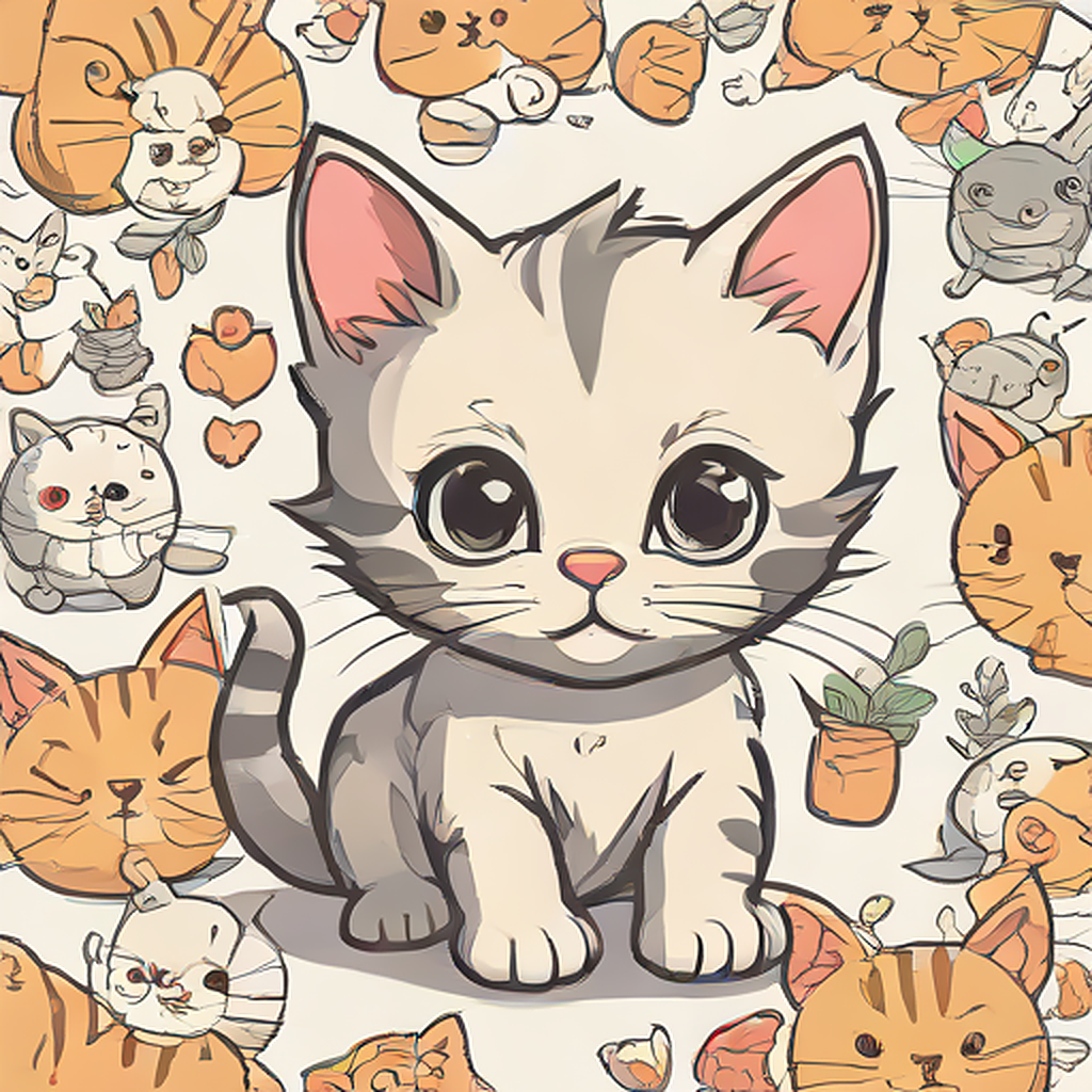 tiny kitty cartoon style