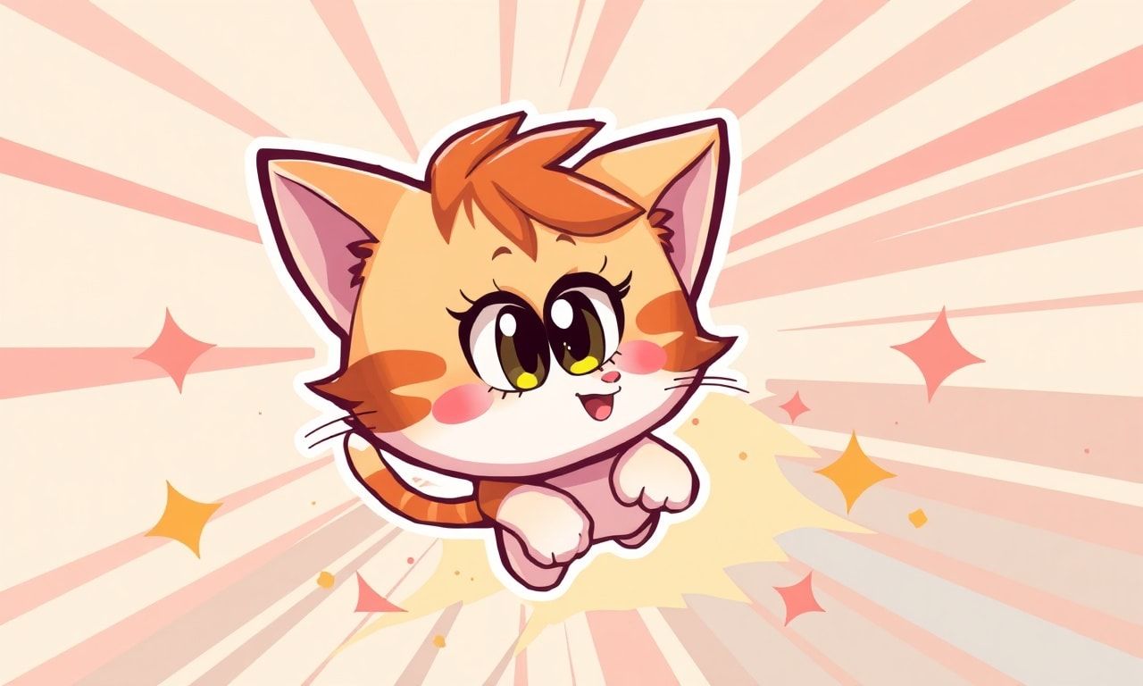 tiny kitty cartoon style