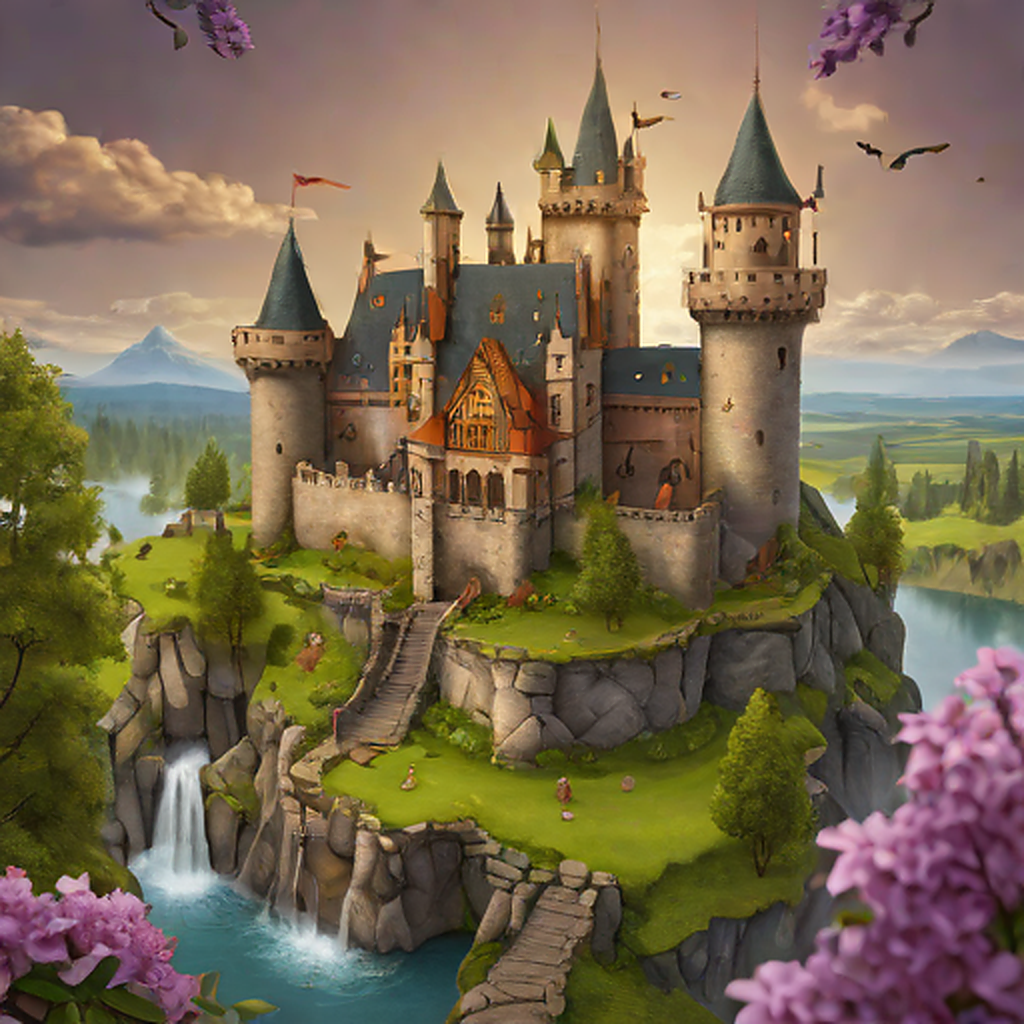 Fantasy medieval castle with magic