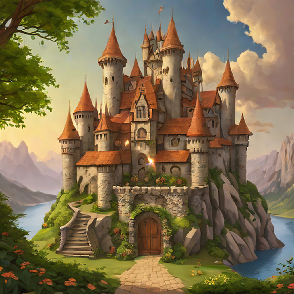 Fantasy medieval castle with magic
