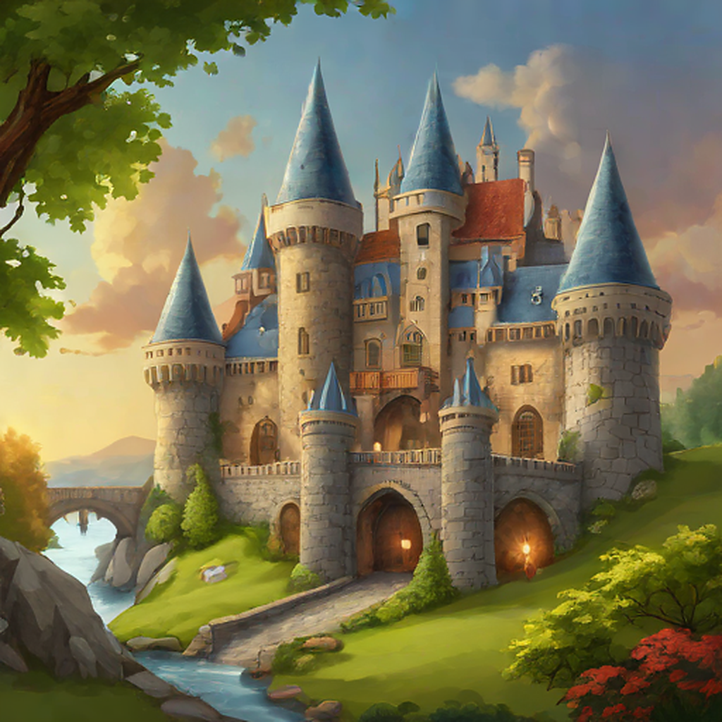 Fantasy medieval castle with magic