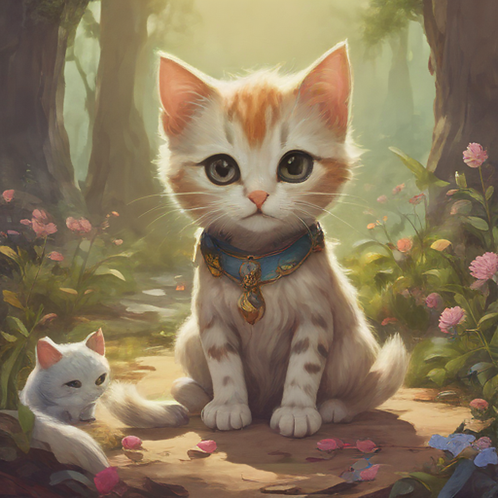 Tiny kitty, fantasy style, filmic score like