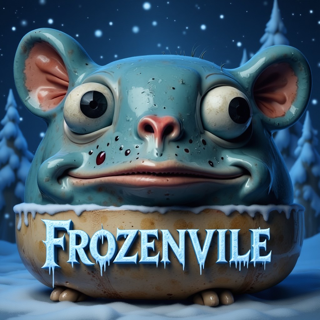 magic text "Frozenvile" winter and fantasy style