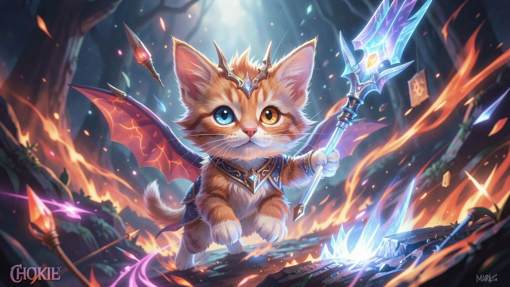 Elf mag with magic staff - ice