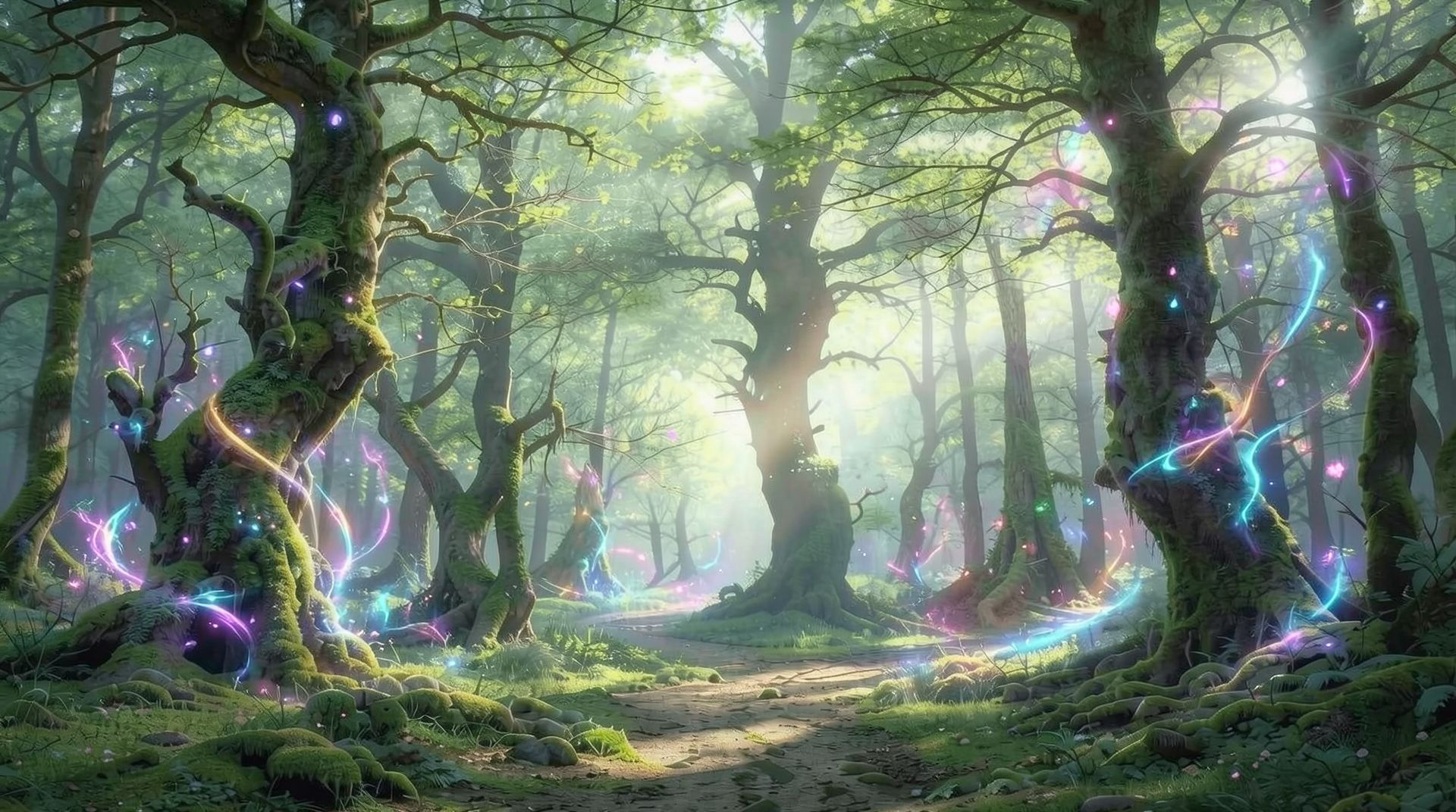 Fantasy elven forest with magical