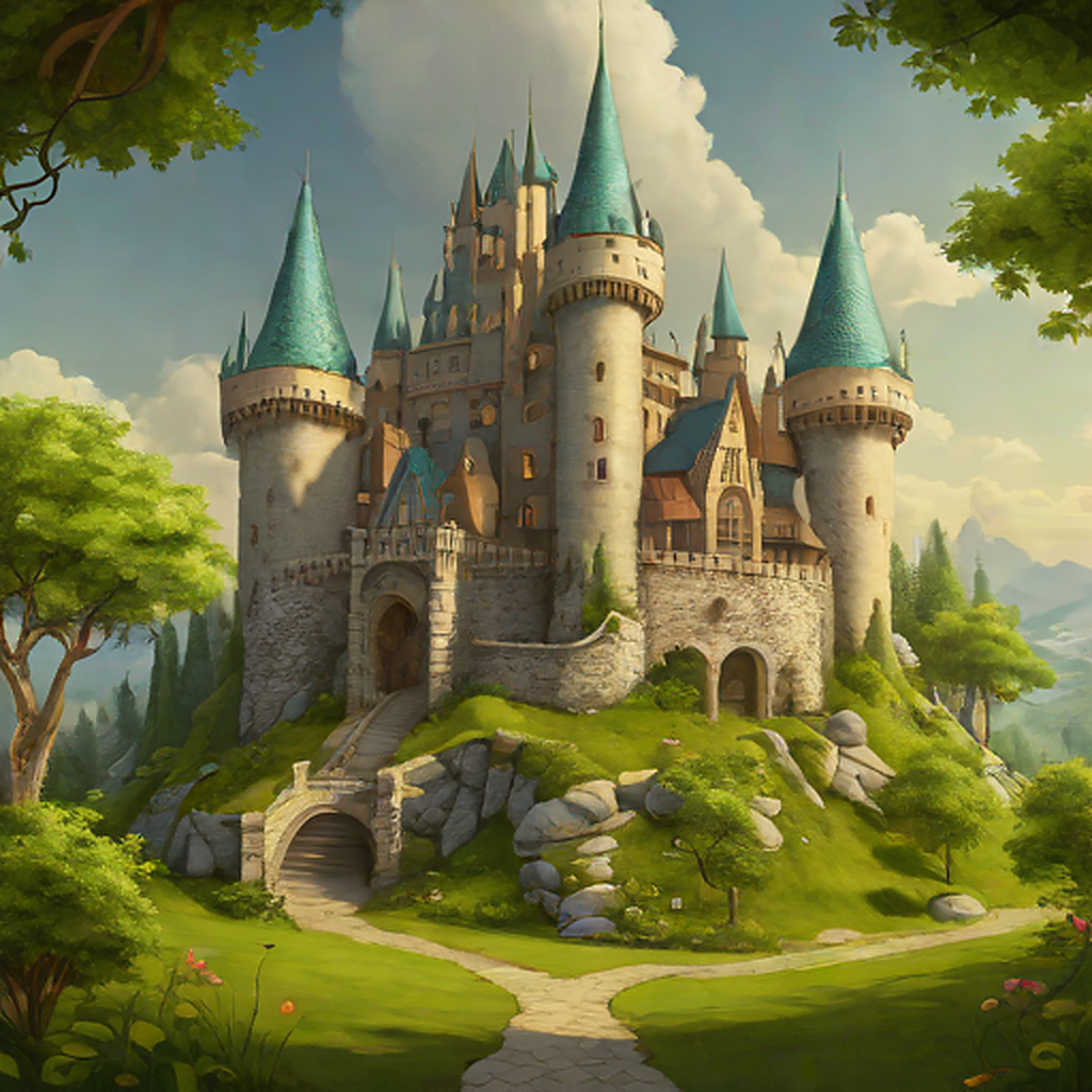 Fantasy medieval castle with magic