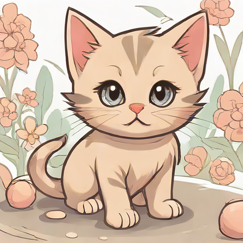 tiny kitty cartoon style